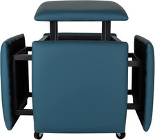 5er Set Ottomane verschachtelt stapelbar Würfel Stühle Hocker mit Rollen (blau) GROß 