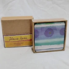 NIB FLAVIA HOME Handcrafted for Silvestri THE ROMANCE OF LIFE 6 Square Coasters