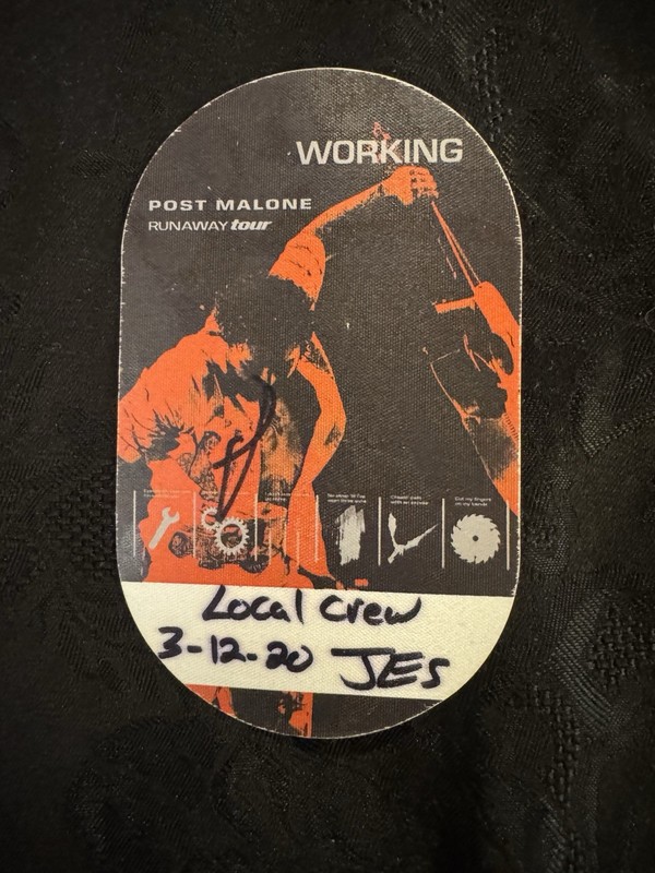 Post Malone Backstage Pass Runaway Tour Last Show Covid-19 Official Live Rare!!!