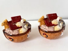 Noah's Ark Salt and Pepper Shakers By Harry and David 4" x 3"