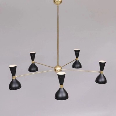 Mid-Century Diablo Light Modern Stilnovo Style 5 Arm 10 light Sputnik Chandelier