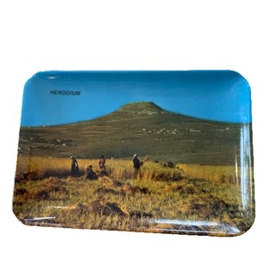 Vtg Herodium Israel Souvenir Trinket Tray Melabel for Palphot Melamine 4x6"