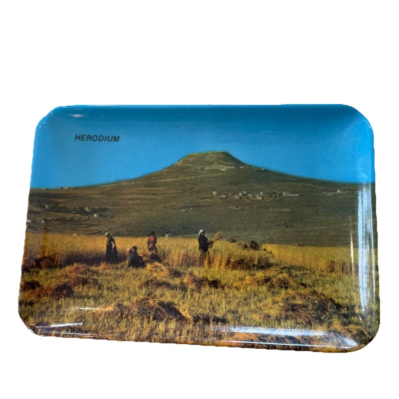 Vtg Herodium Israel Souvenir Trinket Tray Melabel for Palphot Melamine 4x6"