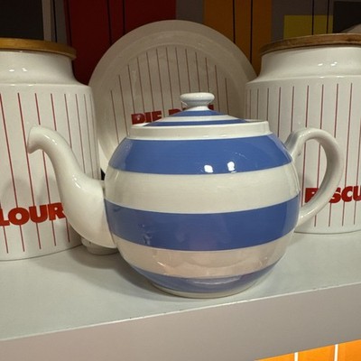 Old Green Stamp T G Green Cornishware Blue & White Stripe 1 Liter Betty Teekanne 