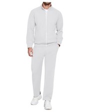 Mens 2 Piece Tracksuit Casual Sweatsuits Full Zip Track Suits Medium White