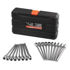 Extra Long Allen Hex Bit Socket Set, 18-Piece 3/8 In. Drive, S2 Alloy Steel and