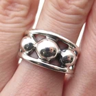 925 Sterling Silver Vintage Modernist Ball Beaded Oxidized Ring Size 8