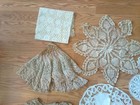lot of eight vintage items from tablecloths to doilies and some trim — photo 2