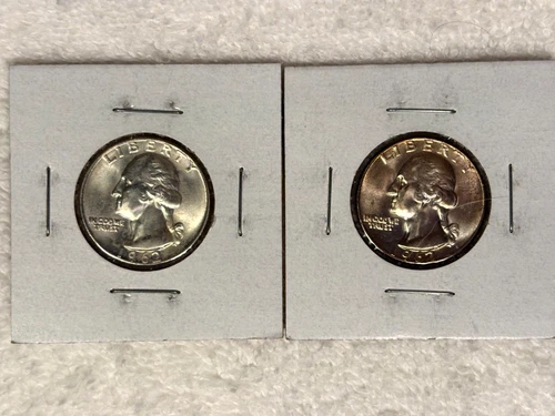 2 "GEM" Brilliant Uncirculated Silver Washington Quarters - 1962P & 1962D!