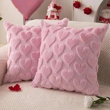 Valentines Pillow Covers 18X18 Inch Set of 2 Valentines Day Decoration Pink Hear