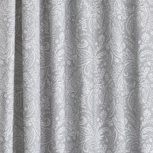 3" Pencil Pleat Curtains Aveline Textured Leaf Print Ready Made Pair By D&D Grey - Picture 13 of 38