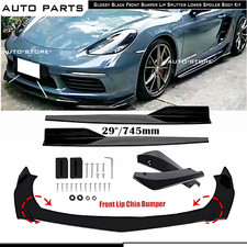 Front Bumper Lip Splitter Lower Spoiler For Porsche 718 Boxster Cayman 16- Gloss