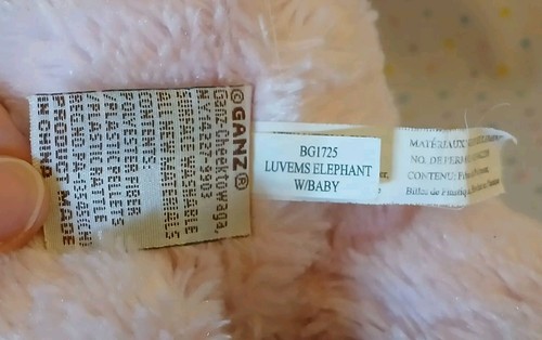 Peluche Baby Ganz Luvems rosa pastel elefante sonajero 12” BG1725 - Imagen 8 de 8