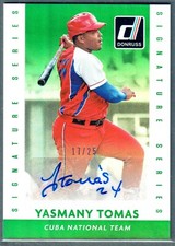 2015 Donruss Yasmany Tomas Signature Series Green Auto #/25 Nationals Cuba