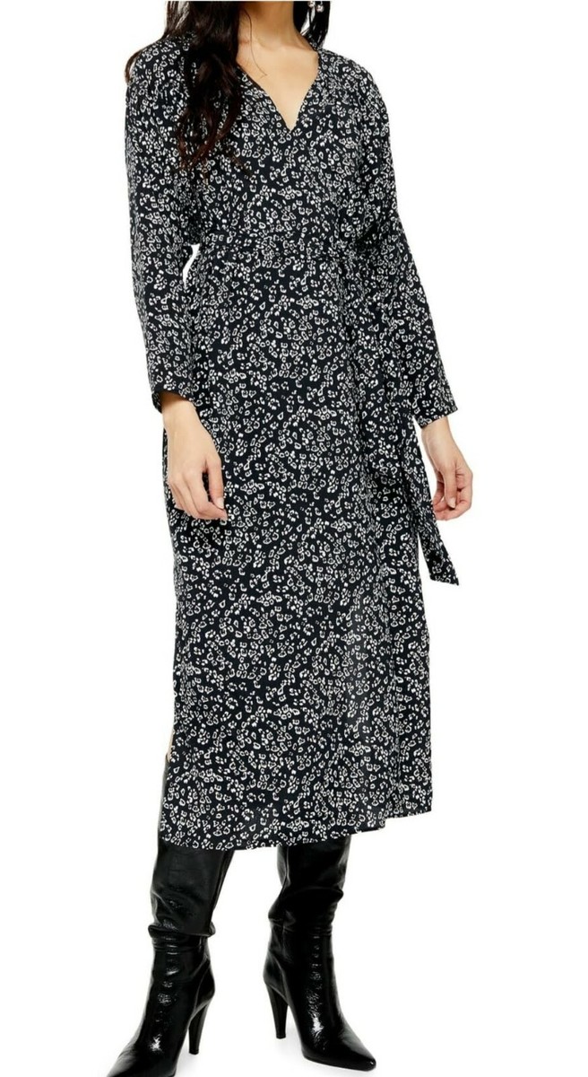 topshop black floral midi dress Topshop Black with Yellow Floral Midi Dress
