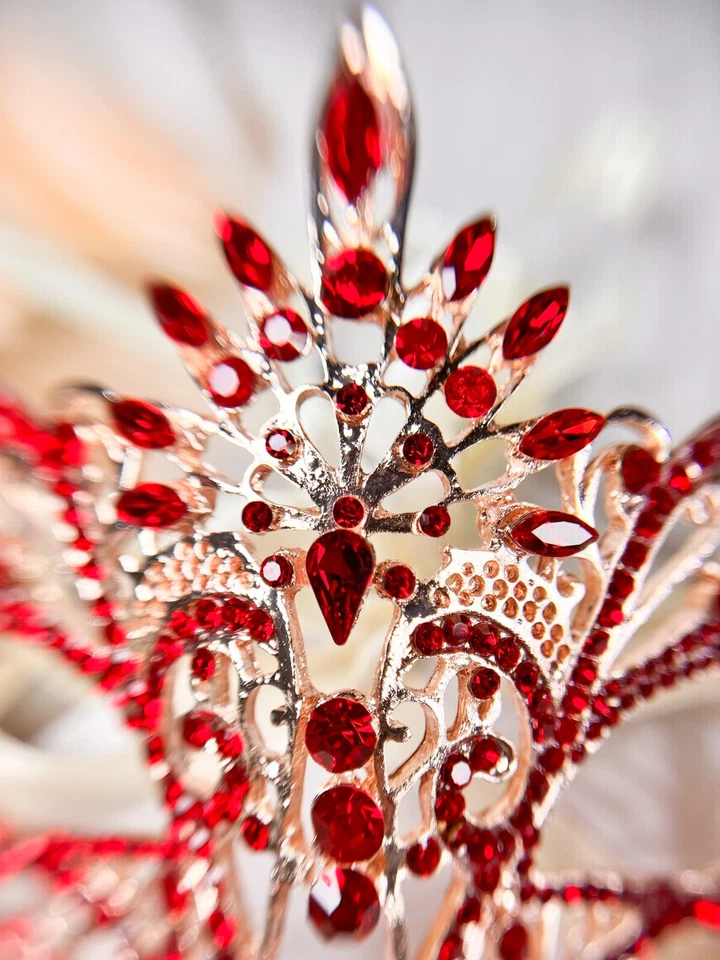 Masquerade Mask Luxury Ruby Red Crystal, Rhinestone Eye Mask, Elegant Party Mask - Image 3 of 4