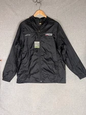 New Eddie Bauer Jacket Mens XL Black Windbreaker Packable LanXess Embroidery