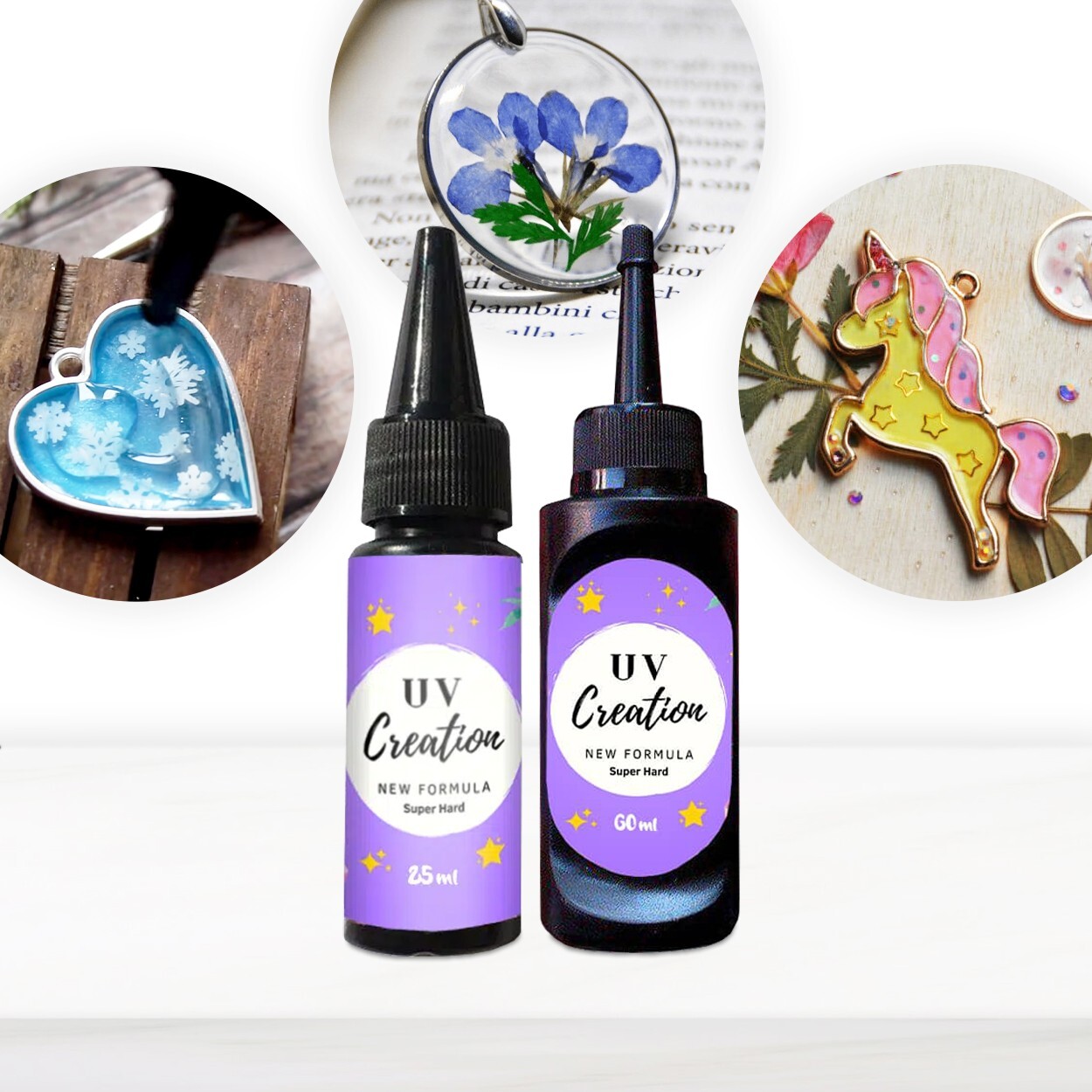 Résine UV bijoux kit avec 3 moules ouverts et flacon de 60ml pour résine époxy UV