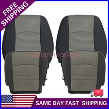 For 2009-2012 Dodge Ram 1500 2500 3500 Driver & Passenger Cloth Seat Cover Gray