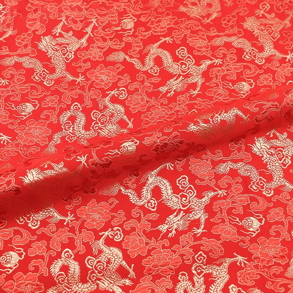 Retro Dragon Designed Brocade Jacquard Fabric DIY For Sewing Girl Dress Suit Tie - Image 3 of 4