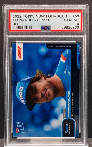 69830233 FERNANDO ALONSO 2022 Topps Now F1 #59 Blue 43/99 PSA 10 GEM