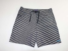 Patagonia Men's Swim Board Shorts Size 38 NWOT Gray Black Flat Front Striped