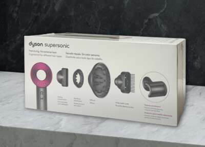 Brand New Dyson Supersonic Hair Dryer Holiday Set, Vinca Blue/Rose, Iron/Fuchsia