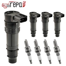 4X Ignition Coil + Spark Plugs for Kawasaki Ninja 1000 650 650R ZX12R ZX9R