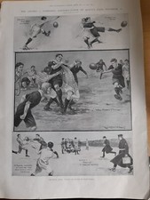 RUGBY RARE RUGBY AT QUEENS CLUB ANTIQUE OXFORD V CAMBRIDGE DATED 1901 40x28cm