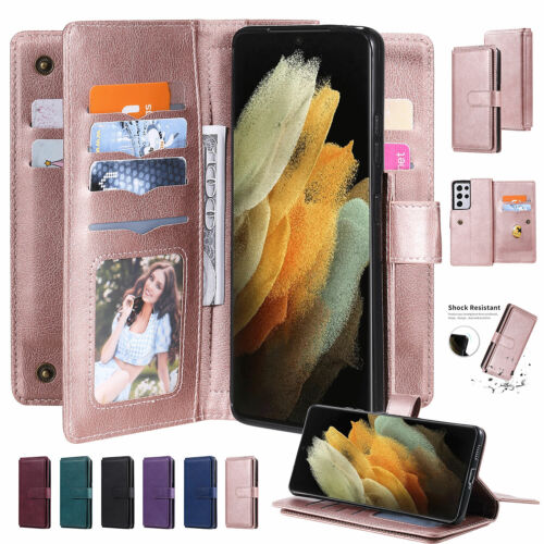 Leather Wallet Purse Stand Case For Samsung S24 S23 Ultra S22+ S21 FE S20 Note20 - Picture 1 of 41