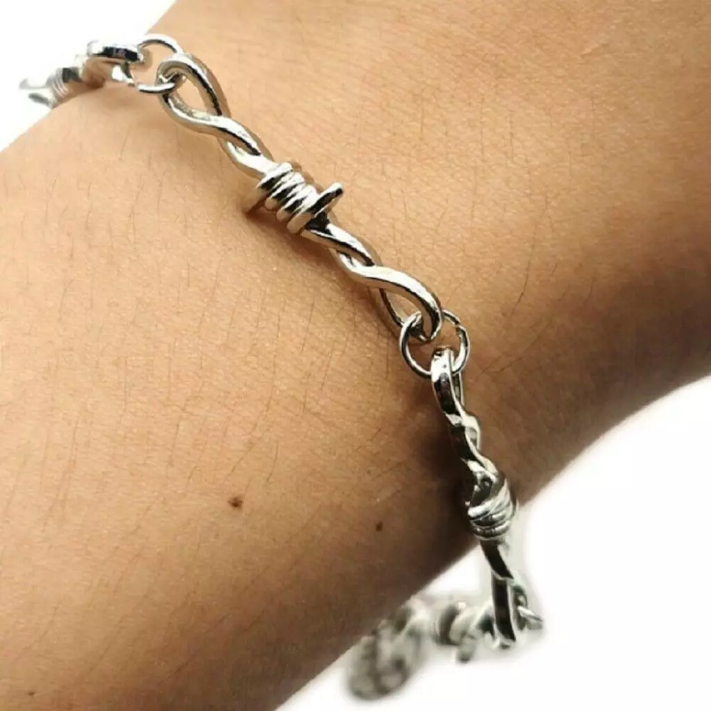 BARBED WIRE BRACELET 7 Adjustable Punk Rock Rocker Goth Metal Alloy Skin  Safe