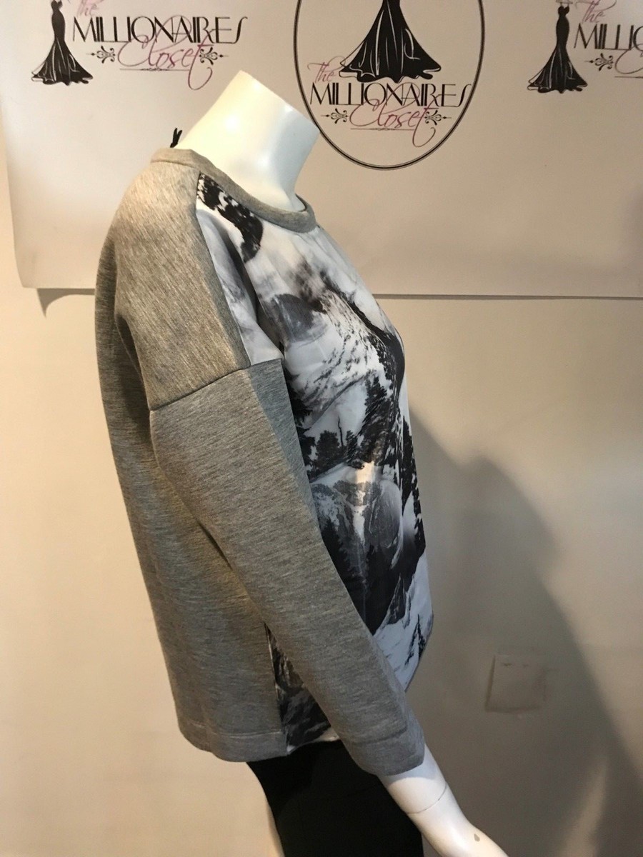 Moncler （モンクレール） MONCLER 11218 NWT $349 GRAY SATIN SCREENPRINT SWEATSHIRT SZ M | eBay