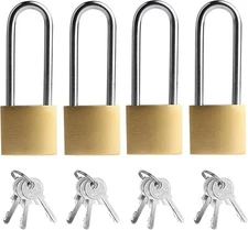 4-Pack 3.4-Inch Keyed Padlocks with Keys for Outdoor and Storage Use