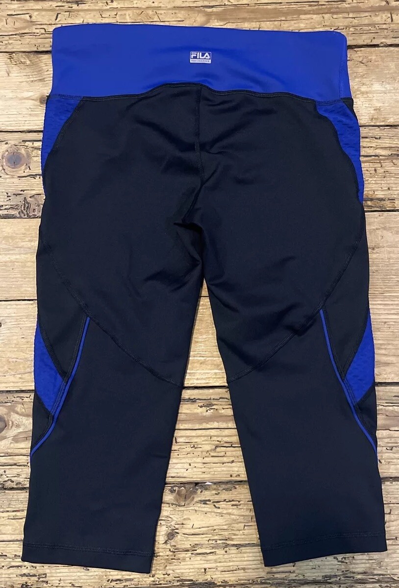 FILA Sport Womens Size S Black Blue Live In Motion S Capri Leggings NWOT