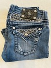 Miss Me Embellished Sequin Rhinestone Jeans Size 27 Boot Cut Mid Rise Pre Owned