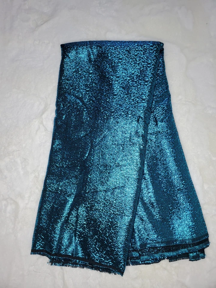 Brocade Fabric Blue brocade Jacquard fabric solid brocade solid Turquoise 5yards - Image 2 of 3