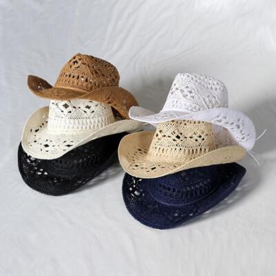 Women Men Western Cowgirl Hat Straw Cowboy Shapeable Wide