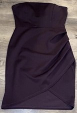 Charlotte Russe Strapless Dress S Medium Side Ruched Dark Purple 14” At Top 26”