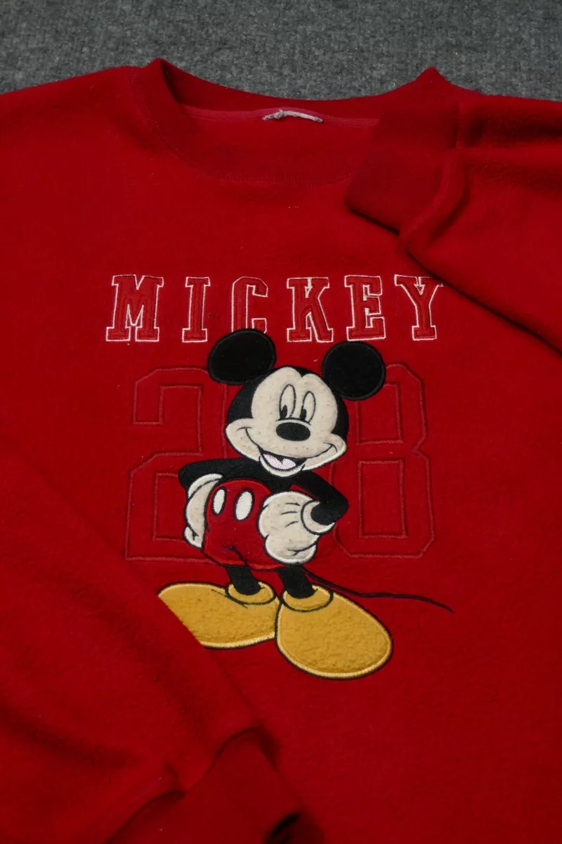 Vintage Disney Sweatshirt Mens Large Red Mickey Mouse Casual Cartoon Fleece Men
