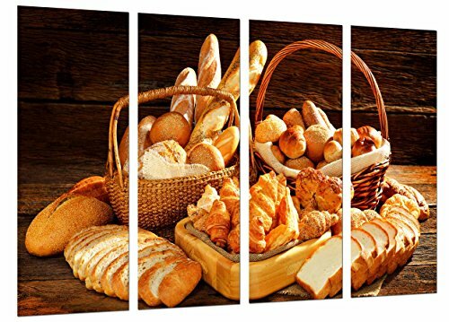 Quadro Su Legno, Varietà di pane, prodotti da forno, pasticceria, pane, 131 x 62