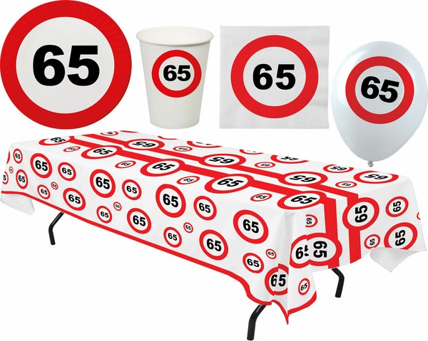 Geburtstag-S Party Set Deko 65 Jahre Partygeschirr Tischdecke Ballons 45 Tlg. Kk-image