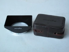 Minolta D7OKA metal hood with leather case - MINTY 28/3.5  US SELLER "LQQK"