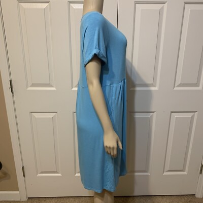 J. Jill Womens medium Solid Light Blue Short Sleeve Knit Casual Dress  w/Pockets | eBay
