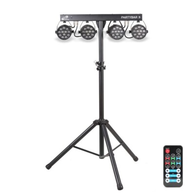 ETEC LED PARTYBAR 3 Scheinwerfer RGBW Stativ Fernbedienung DJ Party Club Disco