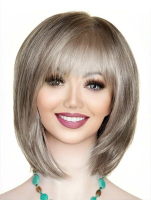 Alva Noriko Wigs |  Bob with Bangs | Color SILVER STONE  |  NEW STYLE