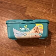 Pampers Baby Fresh Wipes Dispenser Empty Pop Up Container Blue Green