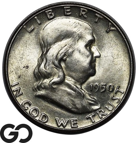 1950 Franklin Half Dollar, Lustrous Gem BU++