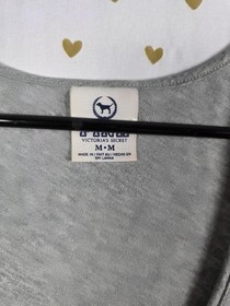 Victorias Secret PINK Animal Print HEART Leopard Cheetah Logo Tank Top Grey MED