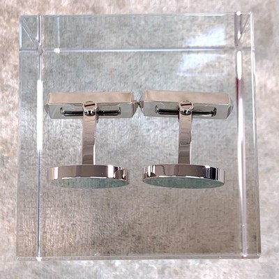 Double C de Cartier Cufflinks Green Stamp Motif OG000717 w/ Case