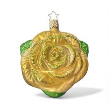 VTG Inge Glass Old World Christmas Ornament Yellow Rose